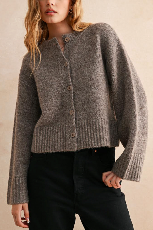 Bell Sleeve Cardigan | Grey-ish