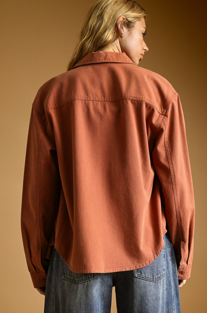 Oversized Boxy Button Up Shirt | Rust