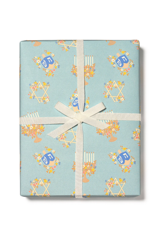 Floral Menorah Wrapping Paper