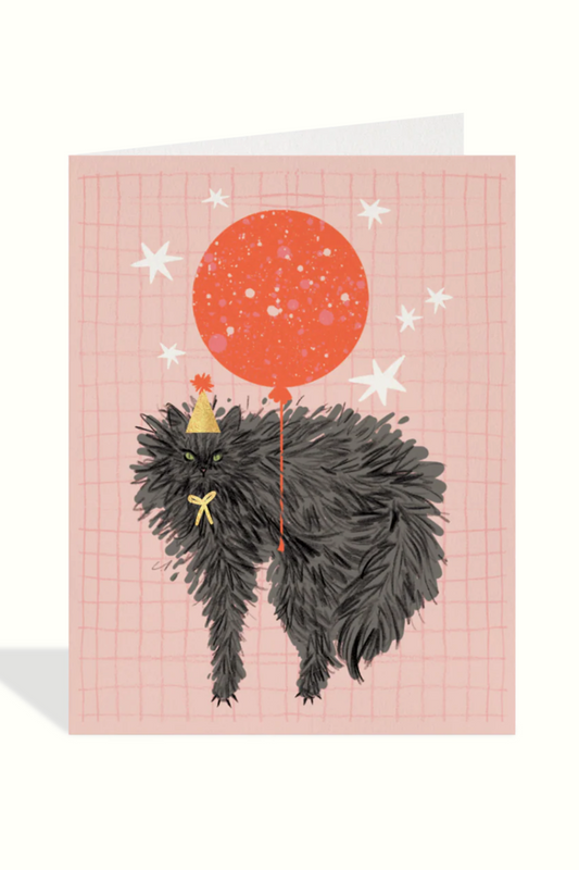 Birthday Balloon Cat Card