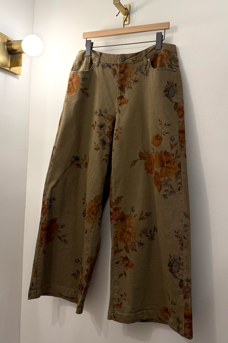 Olive Floral Pants | Extended