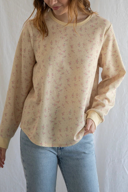 Floral Waffle Knit LS Tee