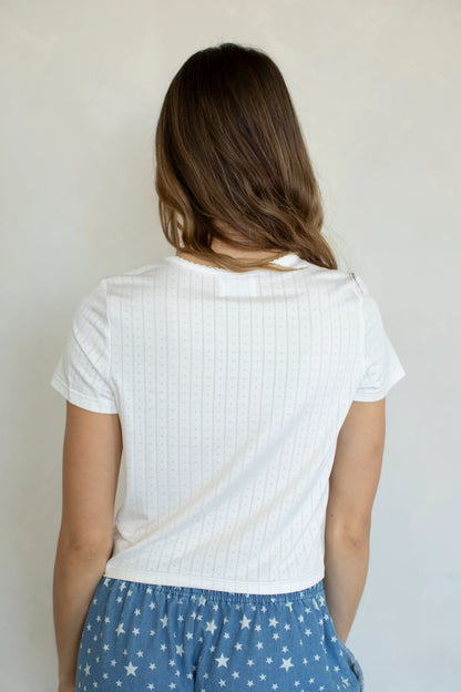 Pointelle Baby Tee | White
