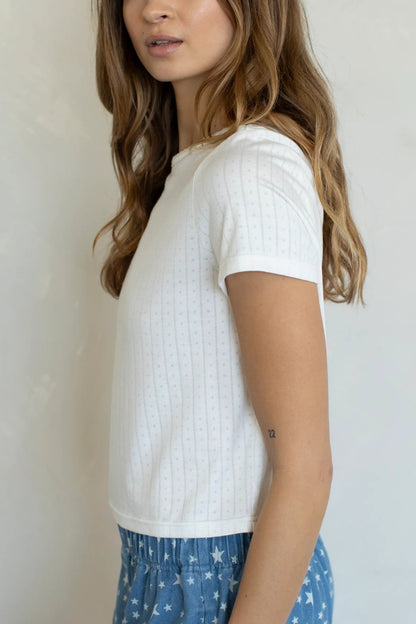 Pointelle Baby Tee | White