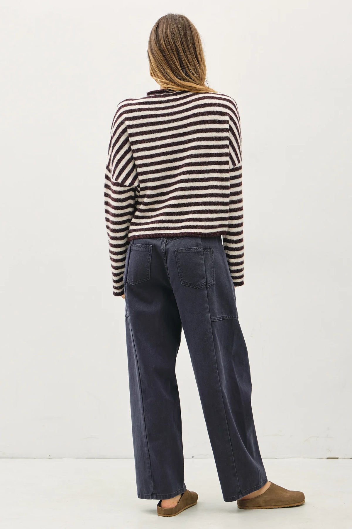 Piper Bold Stripe Cardigan | Dark Wine