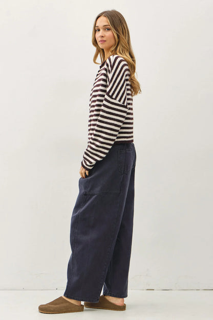 Piper Bold Stripe Cardigan | Dark Wine
