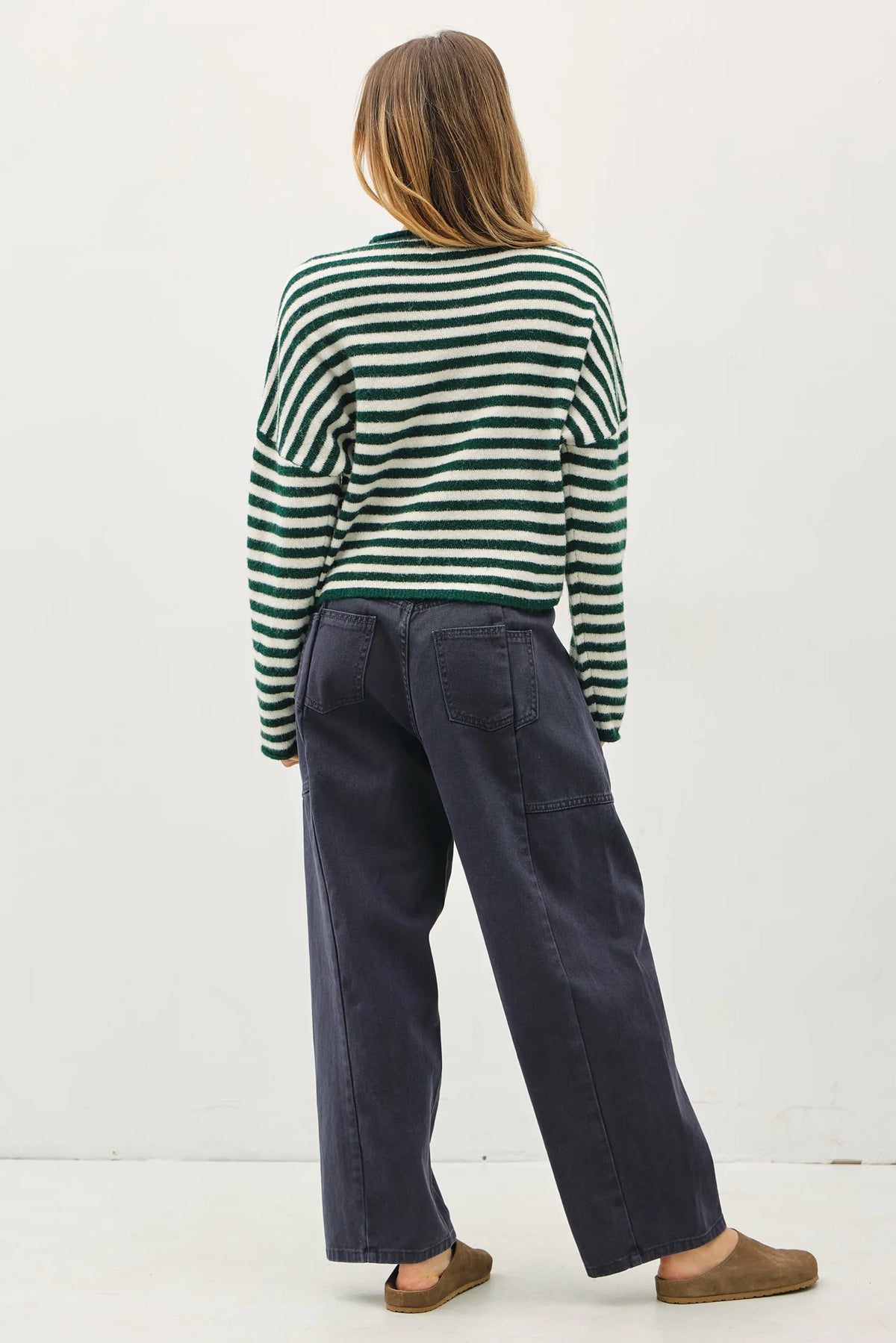 Piper Bold Stripe Cardigan | Forest Green