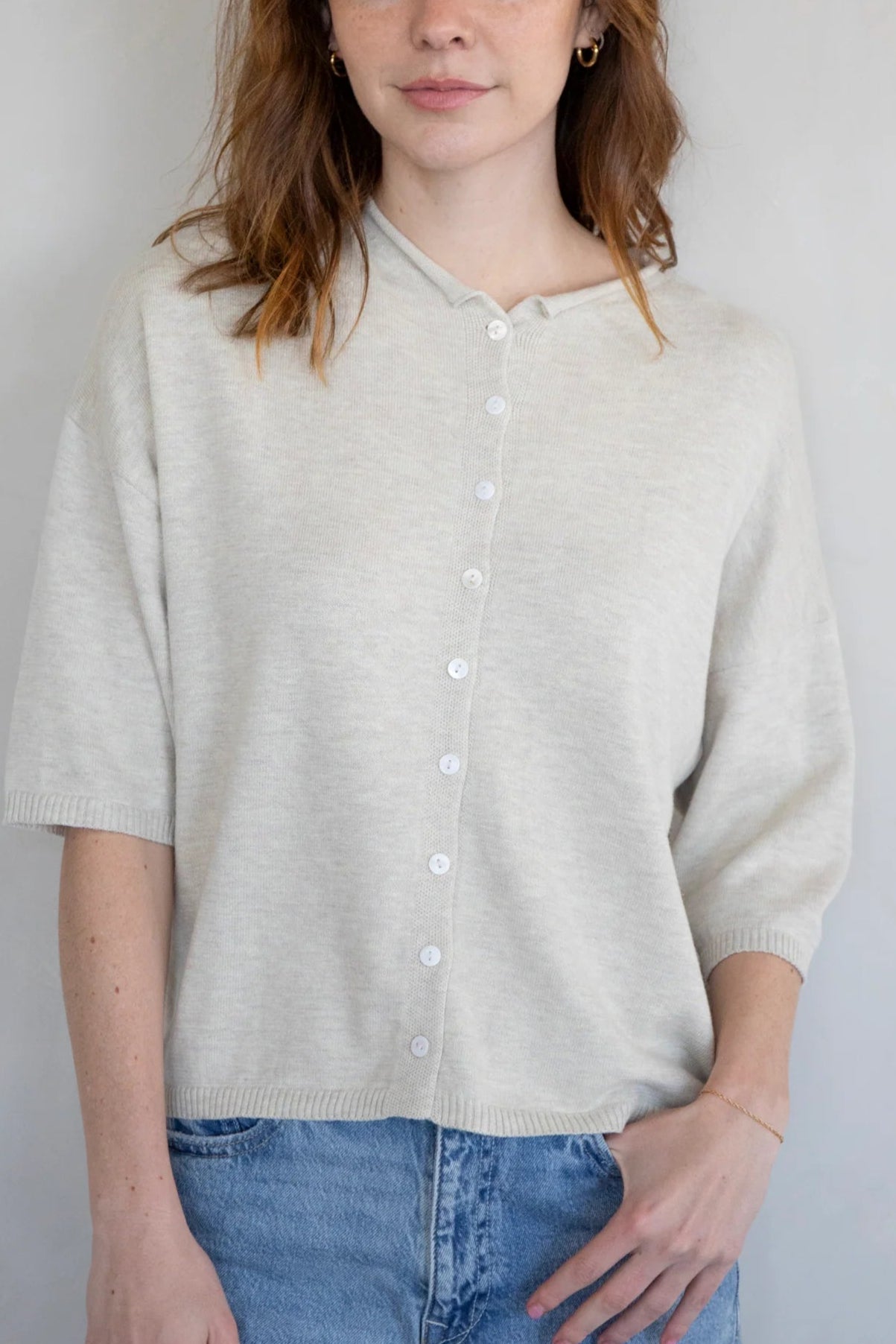 Favorite Short Sleeve Cardigan | Oatmeal
