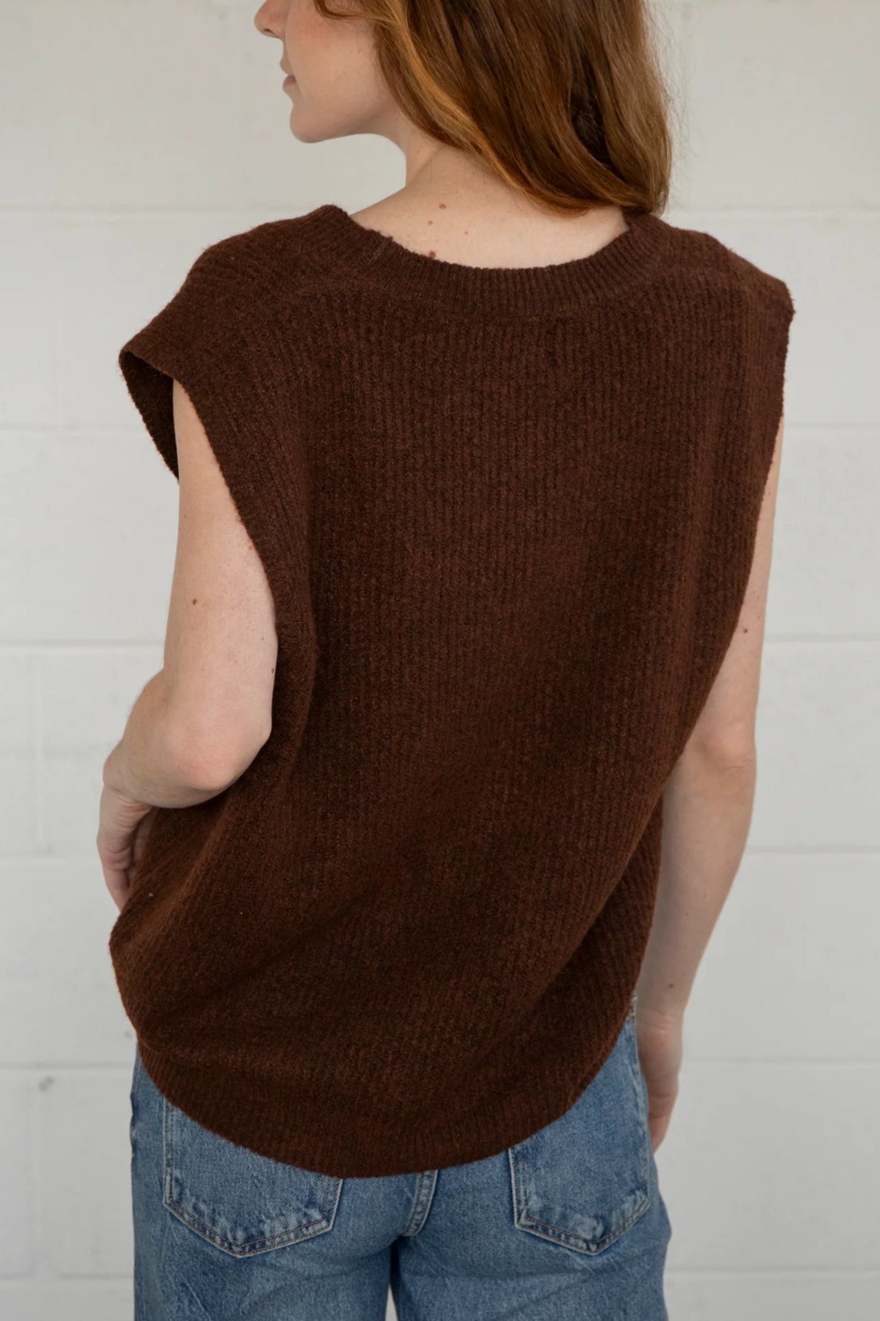 Softest Knit Button Vest | Brown