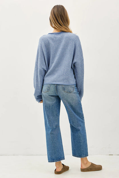 Piper Pin-Stripe Cardigan | Dusty Blue