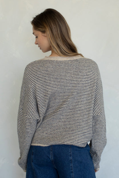 Piper Pin-Stripe Cardigan | Natural