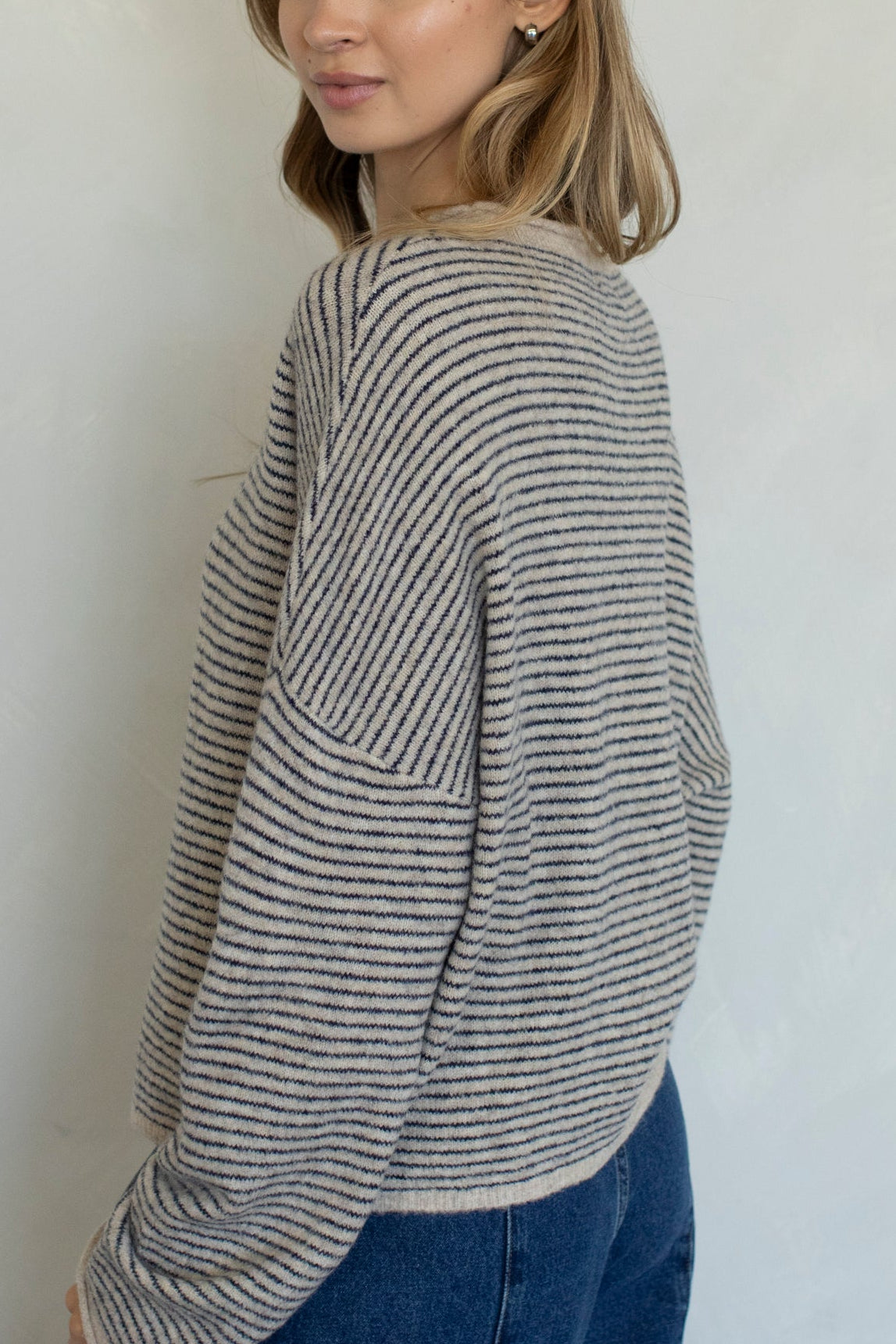 Piper Pin-Stripe Cardigan | Natural
