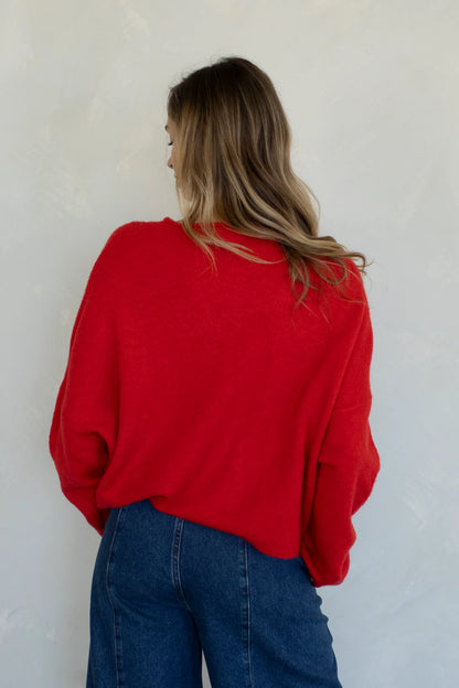 Piper Cardigan | Tomato Red