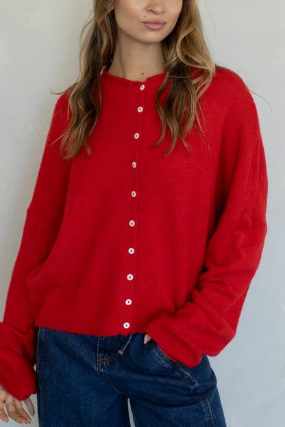 Piper Cardigan | Tomato Red