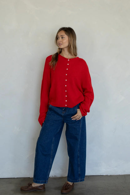 Piper Cardigan | Tomato Red