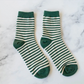 Thin Stripe Socks | Olive Green