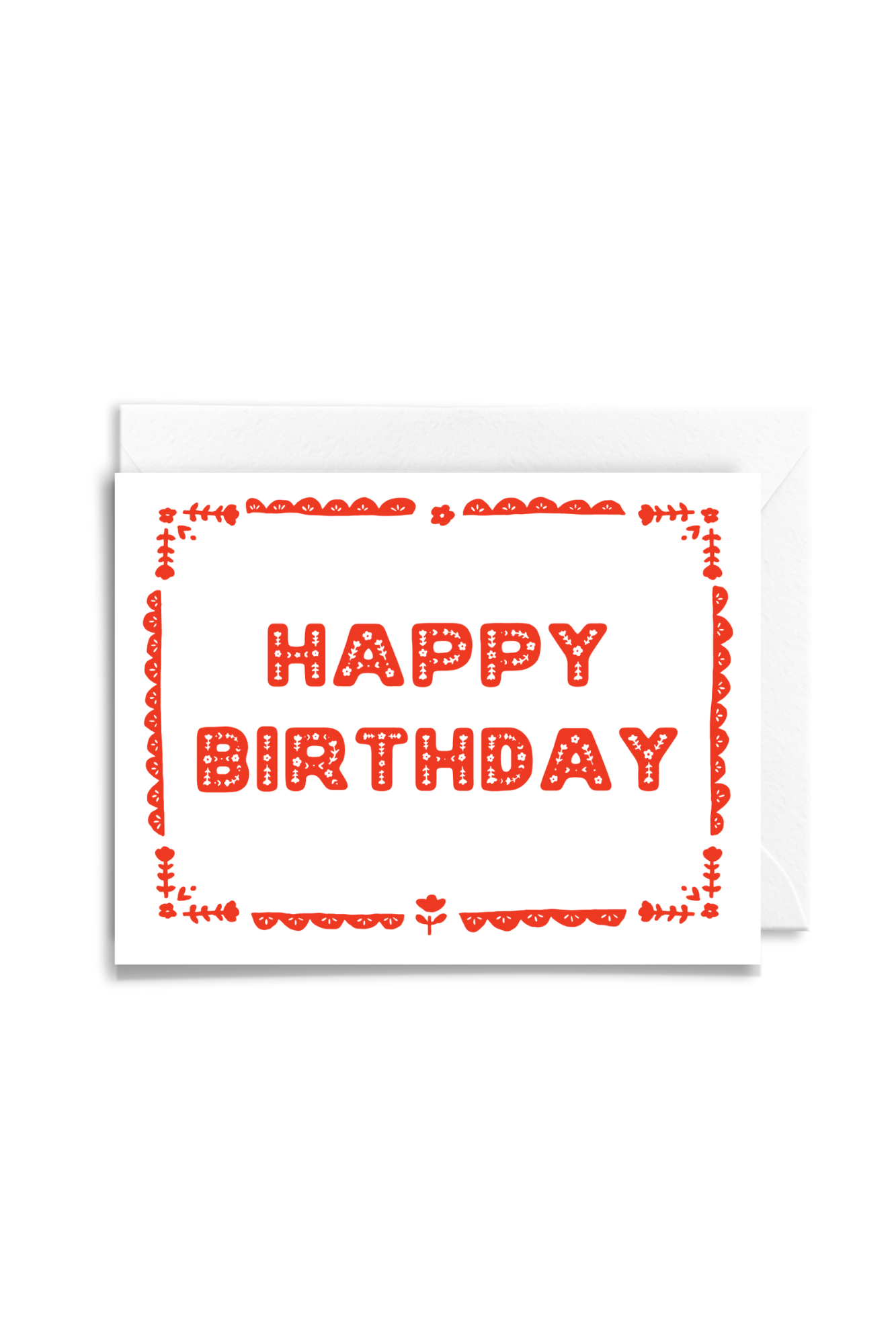 Red Floral Happy Birthday Card