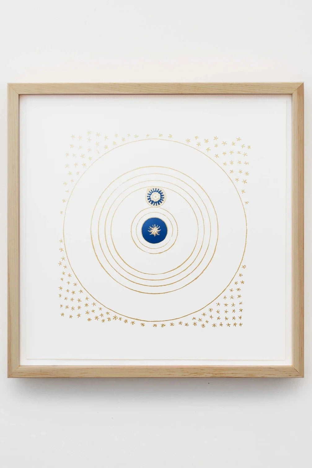 Framed Rings of Saturn Print | Gold Foil on White