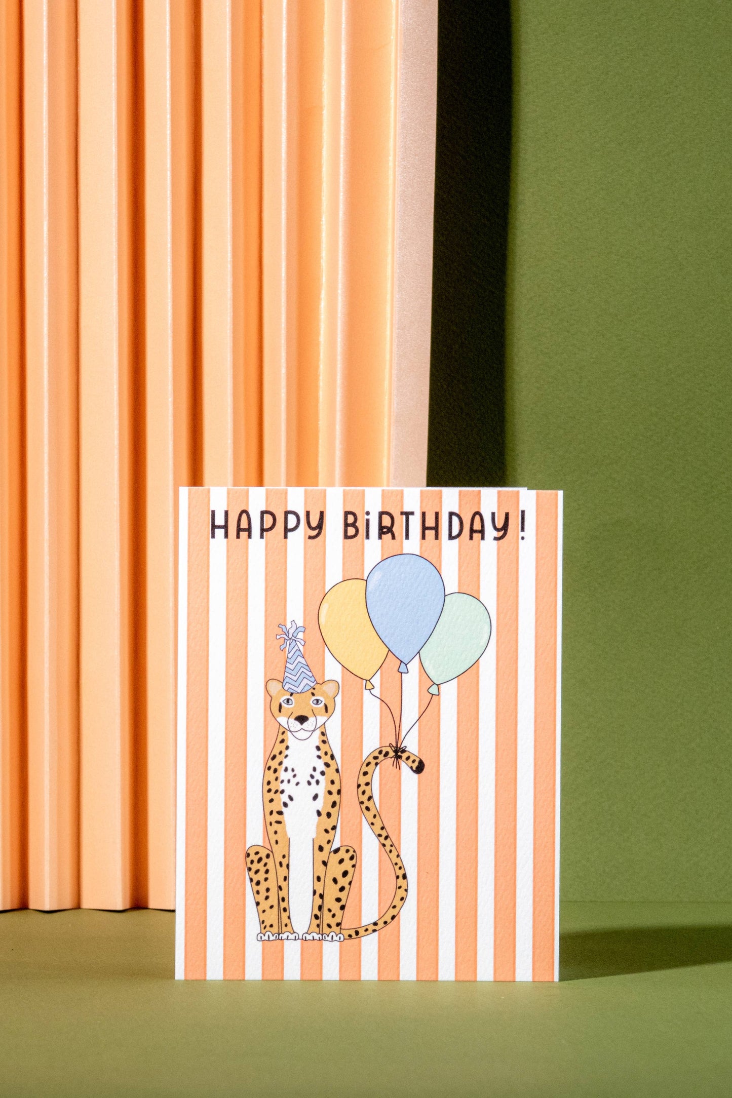 Leopard Balloon Happy Birthday Card