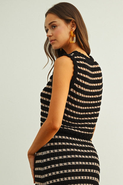 Black + Taupe Stripe Top