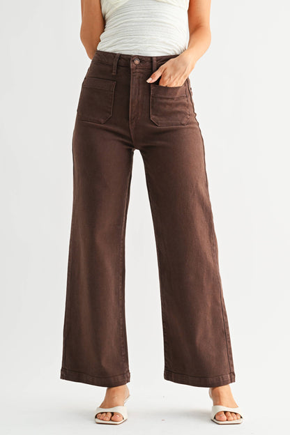 Sailor Pocket Wide Leg Denim | Dark Brown
