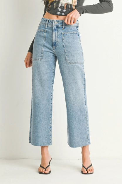 Wide Leg Utility Denim | Light Wash