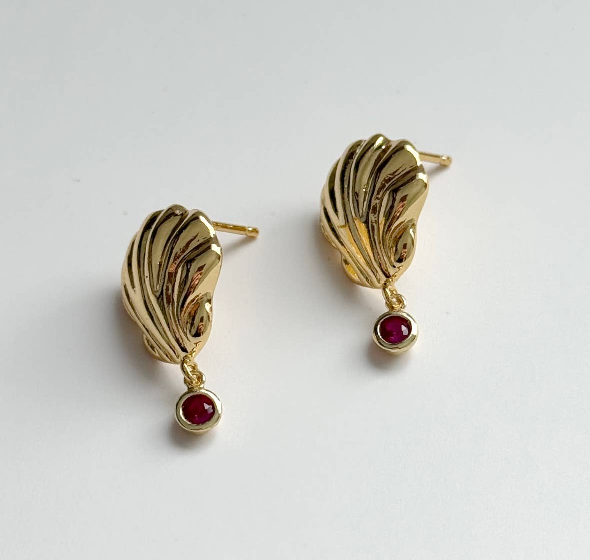 Golden Tide Earrings | Ruby CZ
