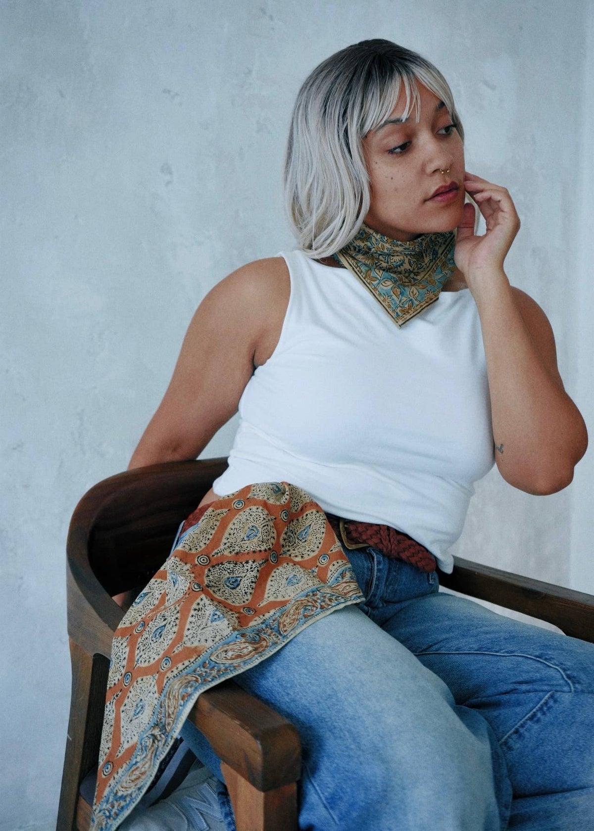 Kalamkari Cotton Bandana | Amber