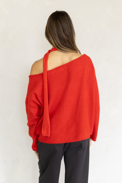 Piper Off The Shoulder Sweater | Red