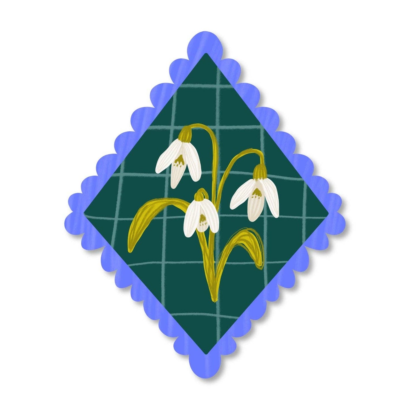 Scallop Framed Snowdrop Sticker