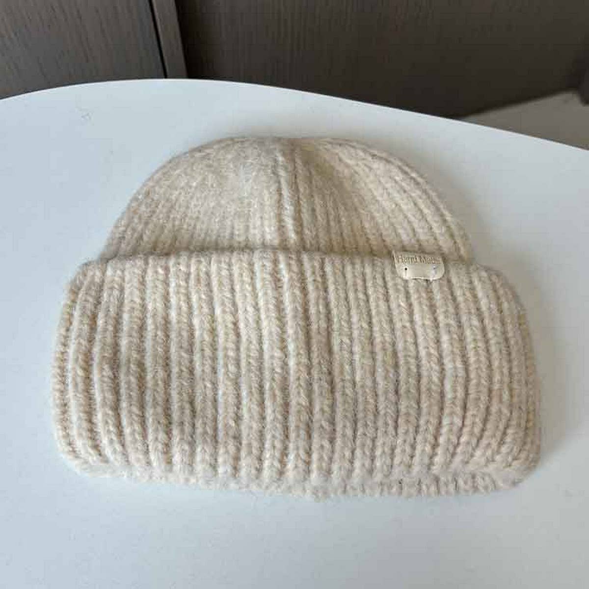 Foldover Knit Beanie | Beige