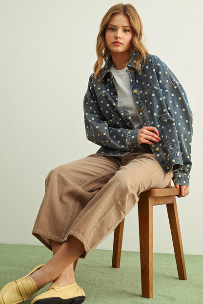 Polka Dot Denim Jacket