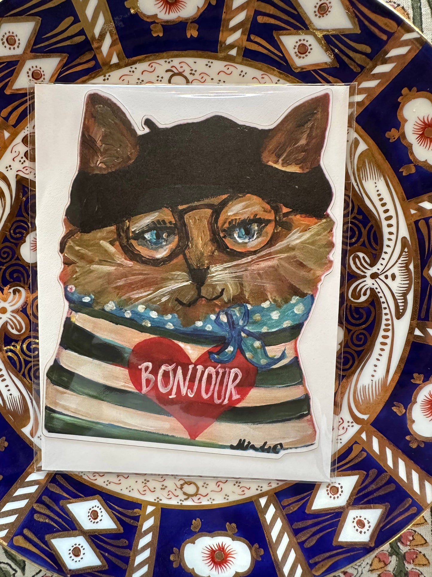 Bonjour Chat Die Cut Card