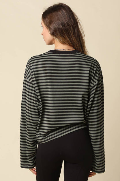 Stripe Lounge Top | Olive + Black