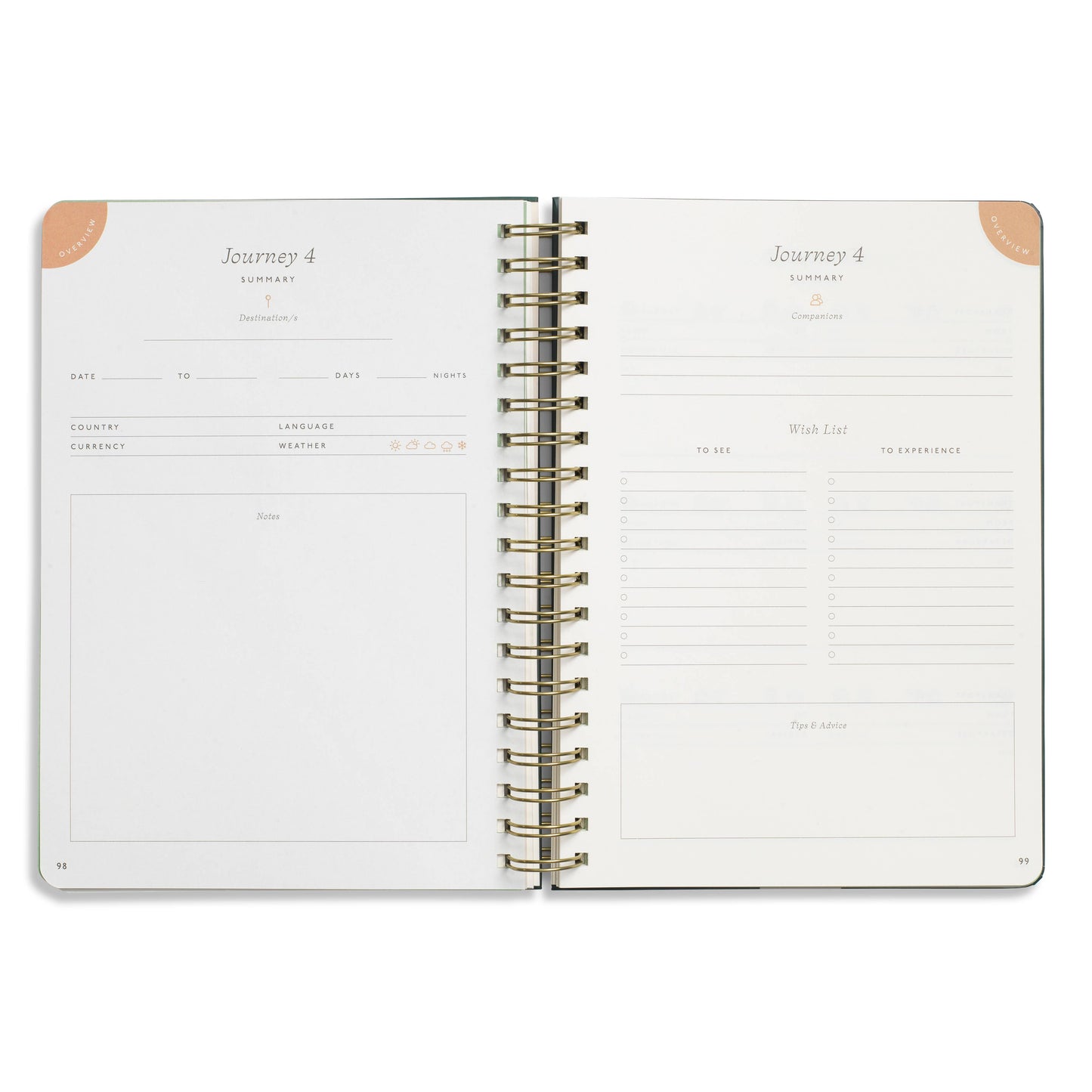 Hardcover Spiral Travel Journal