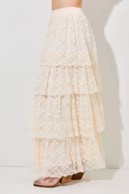 Edith Tiered Lace Maxi Skirt