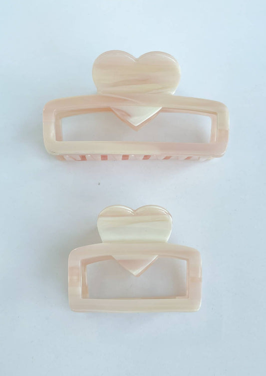 Heart Rectangle Claw Clip | Pink