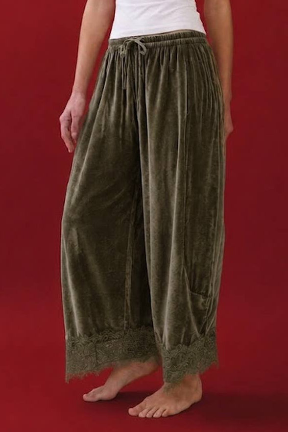 Billie Lace-Trim Velvet Tapered Pants | Thyme