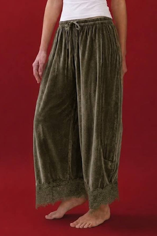 Billie Lace-Trim Velvet Tapered Pants | Thyme