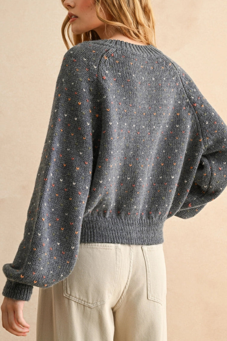 Speckled Balloon Sleeve Cardigan