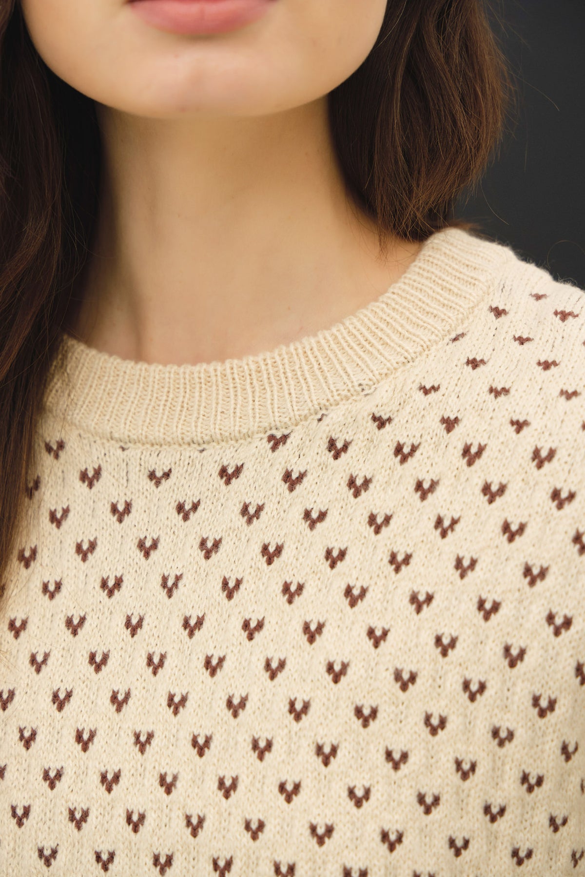 Heart Dot Jaquard Sweater | Ivory