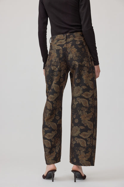 Vintage Paisley Barrel Pants | Dark Brown