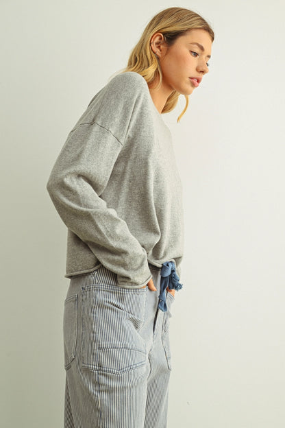 Essential Rolled Hem Sweater | Grey