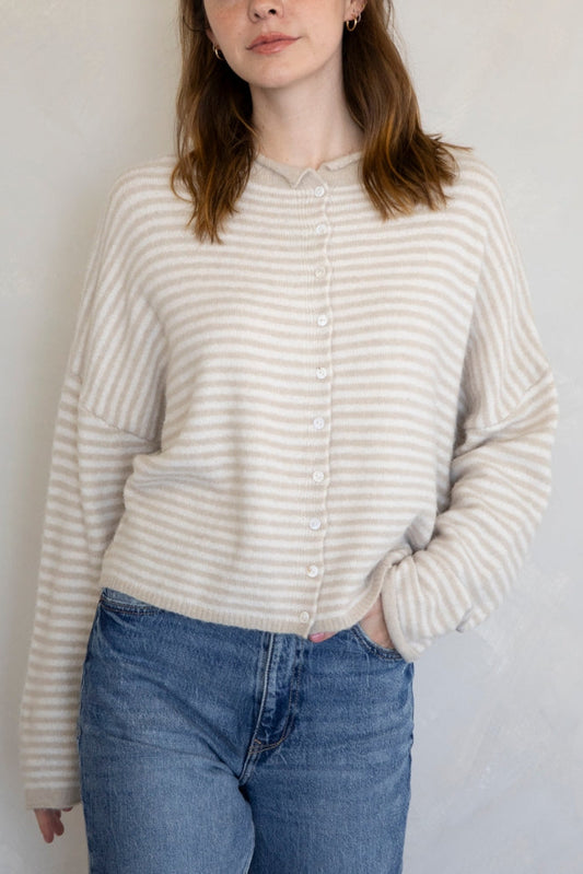 Piper Mini Stripe Cardigan | Cream