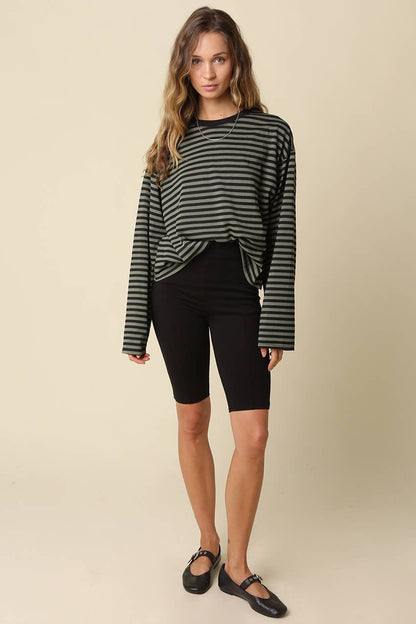 Stripe Lounge Top | Olive + Black