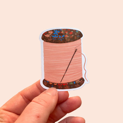 Pink Spool Of Thread Sticker