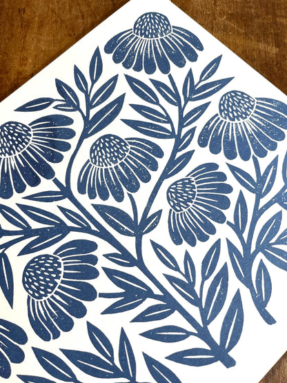 Garden Series Print | Navy Echinacea