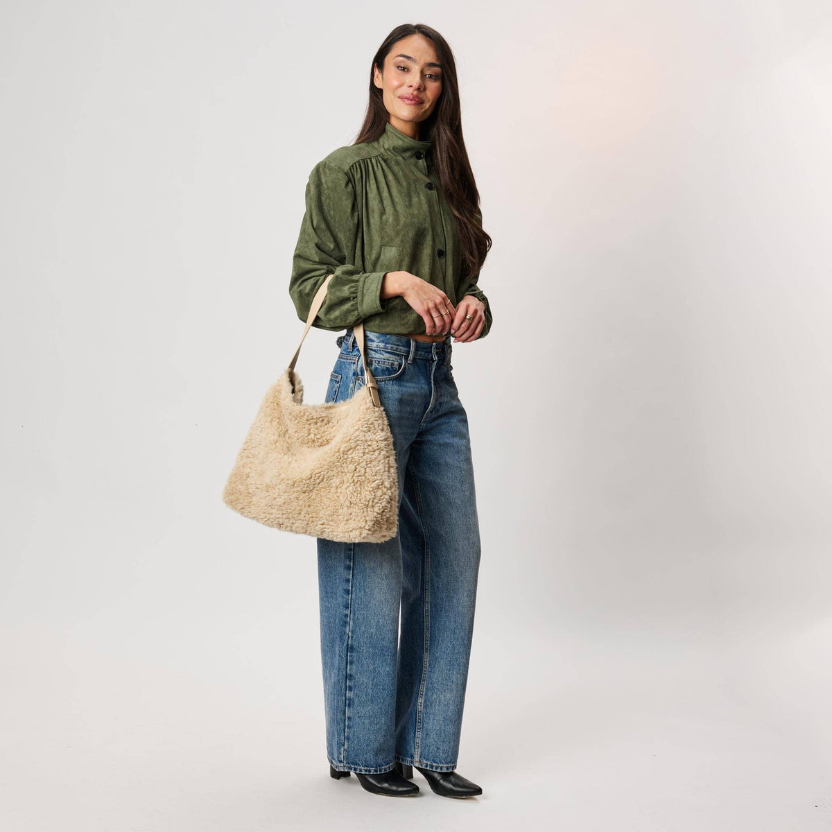 Neve Sherpa Tote | Cream