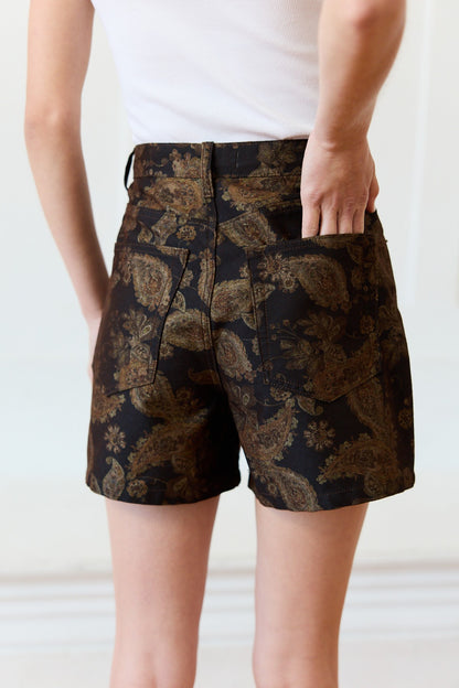 Vintage Paisley Shorts | Dark Brown