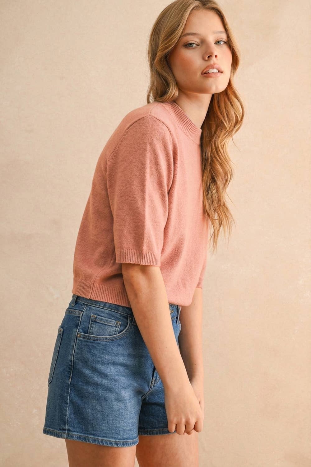 Short Sleeve Sweater Top | Rosey